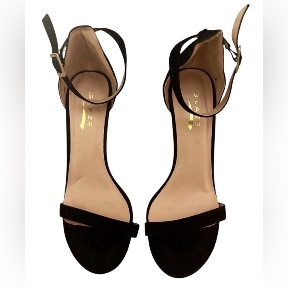 Glaze Elegant Black Ankle Strap Heels